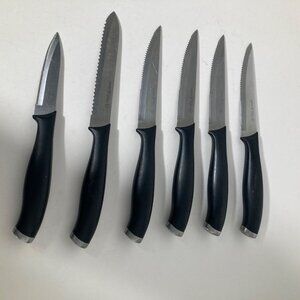 6 J A Henckels Silver Cap Knives Steak Paring Serrated Silver Cap 3.5", 4- 4.75"